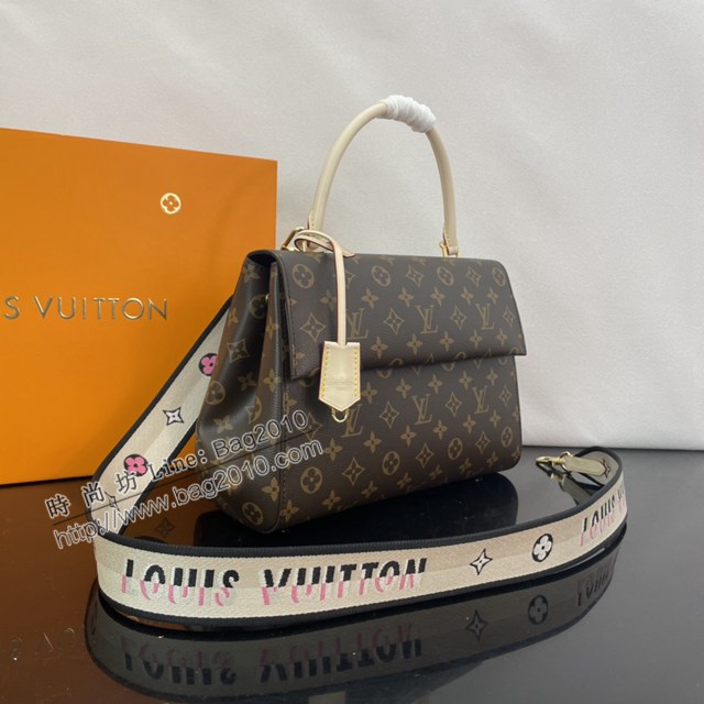 Lv路易威登2023專櫃新款CLUNY手袋 LV提花肩帶老花手提女包 M46053 ydh5019